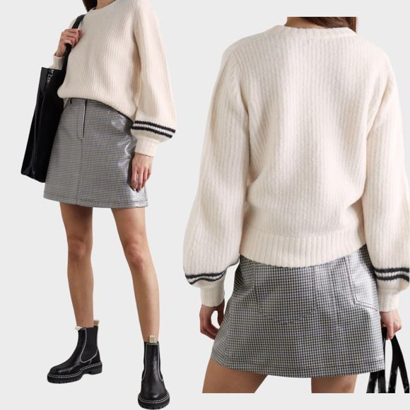 BELLA FREUD Hunky Dory Ribbed Knit Wool Sweater in Ivory Women's Size XS - Picture 1 of 14